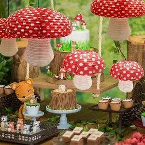 Red Mushroom Paper Lanterns for Party Decor